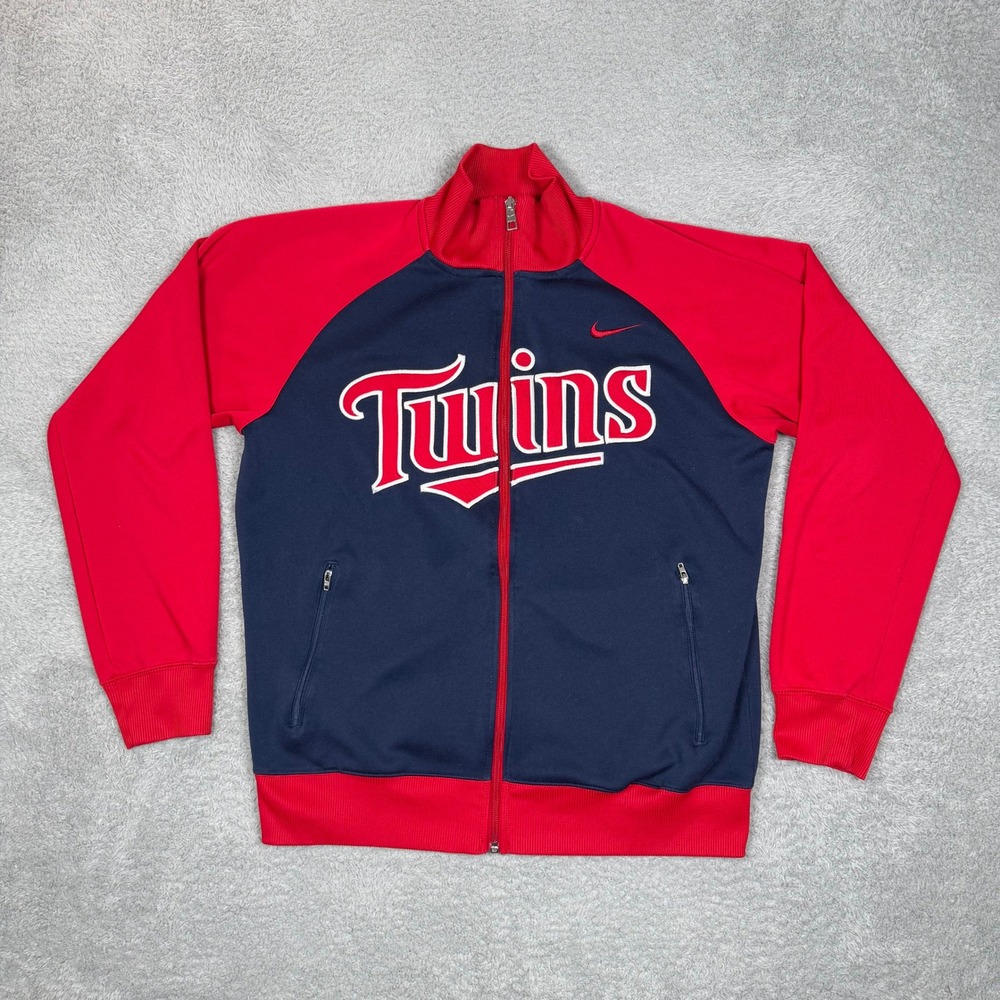 Nike Minnesota‎ Twins MLB Track Jacket Mens Medium Navy Red Full Zip Colorblock